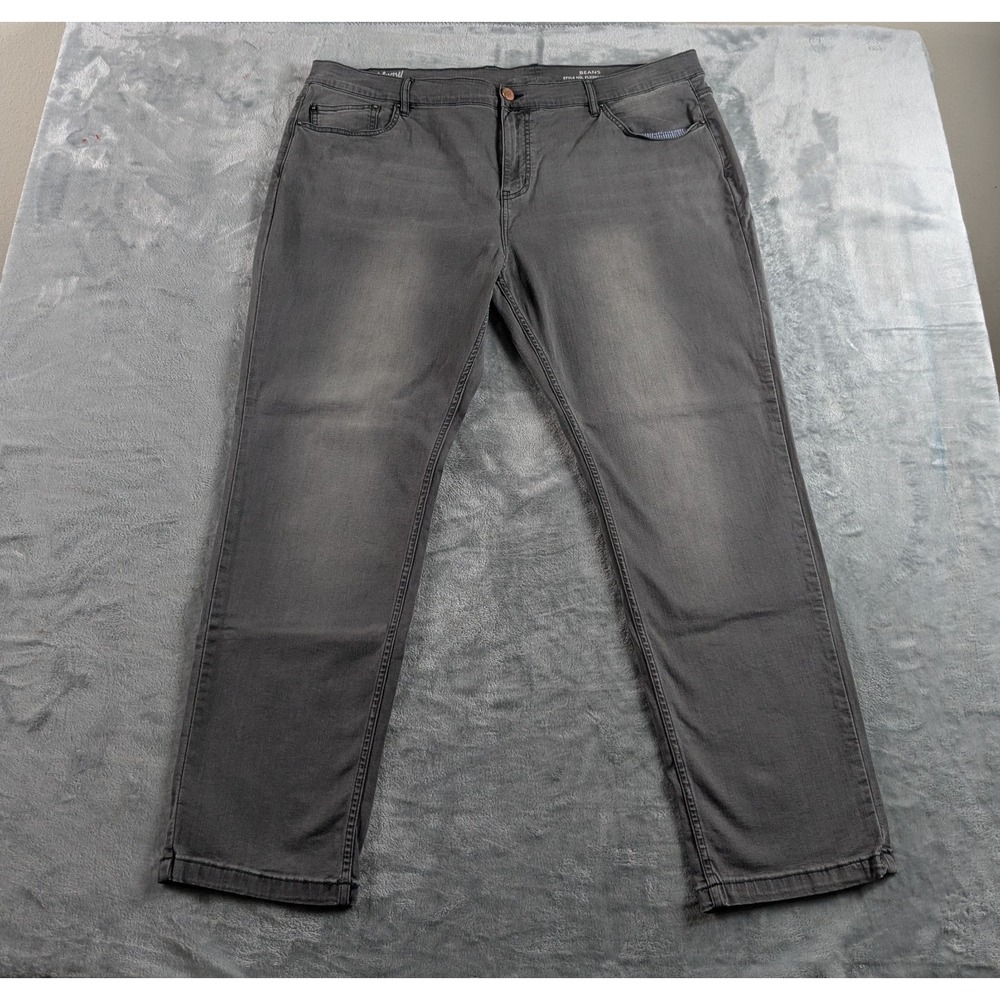 Mugsy Jeans Mens 42x30 Gray Beans Stretch Dark Wash Straight Denim Casual